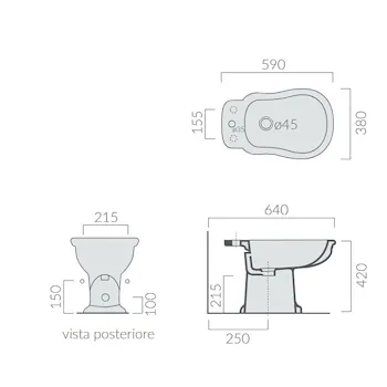 Bidet bianco 3 fori 55x38 serie Ethos codice prod: 8428 product photo Foto1 L2