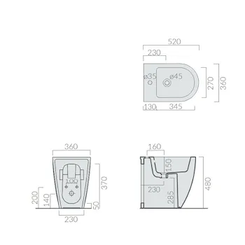 Bidet Dream Back to wall 52x48 a Pavimento codice prod: 7332 product photo Foto1 L2