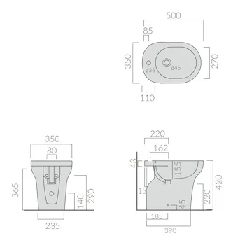 Bidet pavimento 50x36x42 cm Bianco senza Fissaggi serie Eden codice prod: 7206 product photo Foto1 L2
