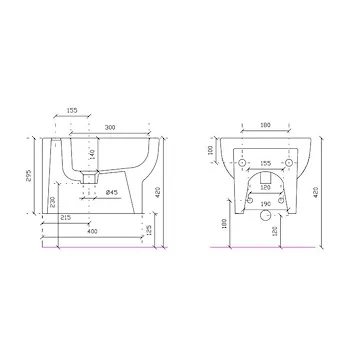 M2 bidet 46 1 foro sospeso 35x46 bianco codice prod: 5210 product photo Foto2 L2