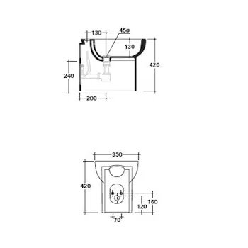 M2 bidet 55 1 foro a pavimento 35x55 bianco codice prod: 5217 product photo Foto2 L2