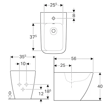 Icon Square bidet a terra bianco lucido monoforo codice prod: 231950000 product photo Foto1 L2