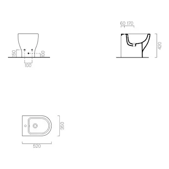 City Pro 52 bidet a terra bianco lucido monoforo codice prod: 9162111 product photo Foto1 L2