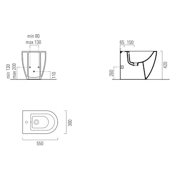 Pura 55 bidet a terra filo muro 36x55 1 foro codice prod: 8872111 product photo Foto1 L2