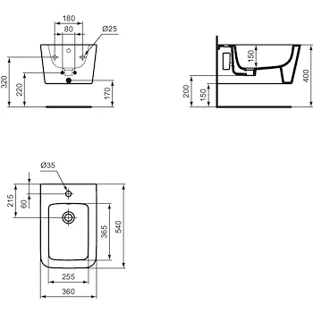 Blend Cube bidet sospeso bianco lucido con fissaggi nascosti codice prod: T368701 product photo Foto1 L2