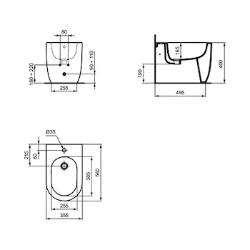 Blend Curve bidet a terra bianco lucido monoforo con fissaggi nascosti codice prod: T375301 product photo Foto1 L2