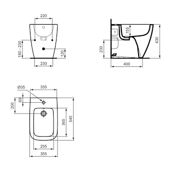 I.Life B bidet a terra universale bianco lucido codice prod: T458201 product photo Foto4 L2