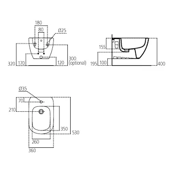 Tesi New bidet sospeso bianco lucido monoforo codice prod: T3552V1 product photo Foto1 L2
