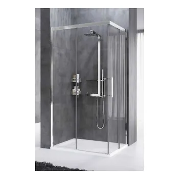 Rose Rosse parete doccia parete scorrevole con fisso 77x80 profilo cromato e vetro trasparente codice prod: ROSEA78LD-1B product photo Default L2