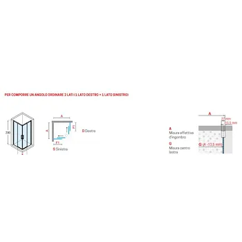 Rose Rosse parete doccia parete scorrevole con fisso 77x80 profilo cromato e vetro trasparente codice prod: ROSEA78LD-1B product photo Foto4 L2