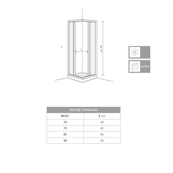 Stromboli box doccia due ante scorrevoli 80x92 acrilico profilo bianco e vetro satinato codice prod: 02A0710042005 product photo Foto1 L2