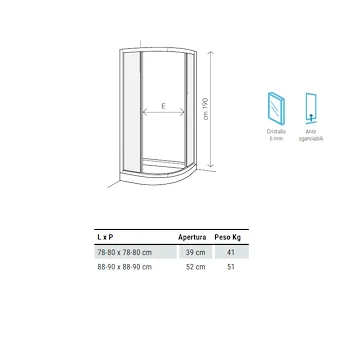 Gold box doccia tondo 88x90 due ante scorrevoli profilo cromato e vetro trasparente codice prod: BBGOLTSE90 product photo Foto1 L2