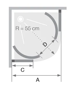 Doppia porta semicircolare scorrevole hall quick 80 cm angolo cromo reversib. codice prod: DSV17312 product photo Foto1 L2