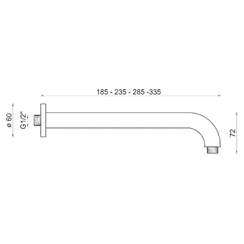 Braccio doccia 28,5 tondo a parete ottone cromato codice prod: BN BRA C BR15 product photo Foto1 L2