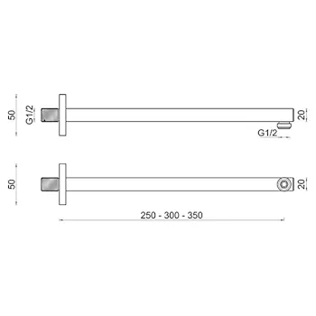 Braccio doccia 30 quadrato a parete ottone cromato codice prod: BN BRA C BR18 product photo Foto1 L2
