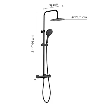 Star Plus colonna doccia con miscelatore 3 getti con soffione 22,5 nero opaco codice prod: 0000GYSC1025160 product photo Foto1 L2