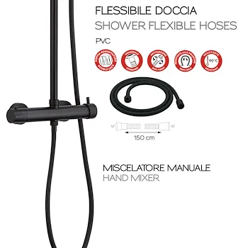Star Plus colonna doccia con miscelatore 3 getti con soffione 22,5 nero opaco codice prod: 0000GYSC1025160 product photo Foto4 L2