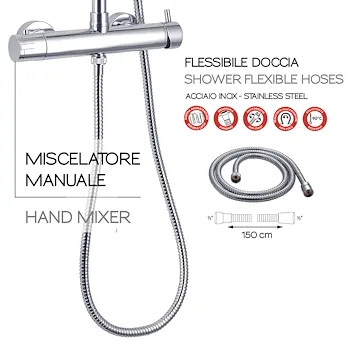 Star Plus colonna doccia con miscelatore 4 getti con soffione 22,5 cromato codice prod: 0000GYSC1025060 product photo Foto4 L2