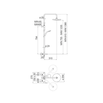 Abc ab87130 miscelatore doccia esterno con rampa e soffione cromato codice prod: AB87130/50CR product photo Foto1 L2