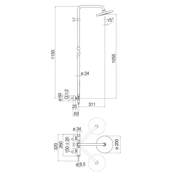 Acquarelli j monocomando doccia esterno con soffione doccetta e supporto cromato codice prod: AJ93130/30CR product photo Foto1 L2