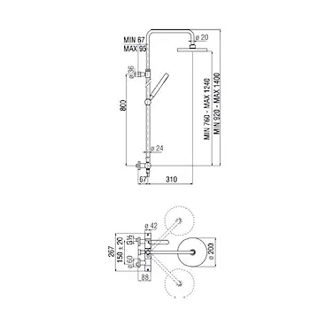 Plus miscelatore colonna doccia con doccetta 1 getto e soffione cromato codice prod: PL00030/50CR product photo Foto1 L2
