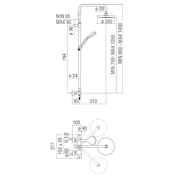 Tago miscelatore doccia termostatico esterno cromato codice prod: TG85330/50CR product photo Foto1 L2