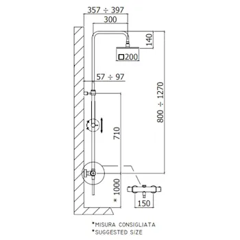 Birillo Square colonna doccia regolabile nero opaco con doccetta codice prod: ZCOL641LIQNO product photo Foto1 L2