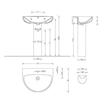 Selnova Pro colonna per lavabo bianco lucido codice prod: 58150000 product photo Foto1 L2