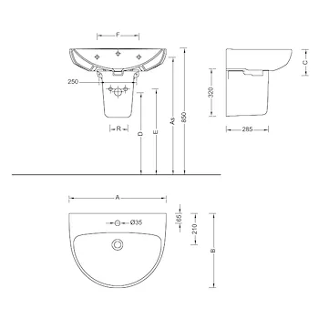 Selnova Pro semicolonna per lavabo bianco lucido codice prod: 58160000 product photo Foto1 L2