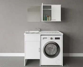 Composizione mobile bagno lavatoio + coprilavatrice + pensile doppio + specchio reversibile codice prod: 9008K FH960K MIRROR1 product photo Default L2