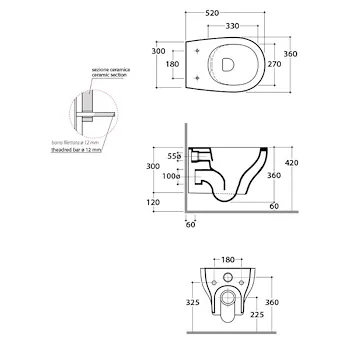 Serie Grace set sospesi wc+bidet+sedile chiusura tradizionale codice prod: GRS03BI GR021BI GRS10BI product photo Foto2 L2