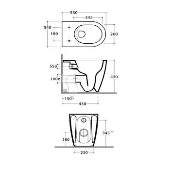 Serie Mode set a terra wc+bidet+sedile chiusura tradizionale codice prod: ME001BI ME019BI ME009BI product photo Foto1 L2