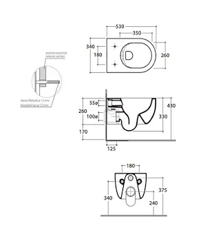 Serie Mode set sospesi wc+bidet+sedile chiusura rallentata codice prod: MES02BI ME020BI MES09BI product photo Foto1 L2