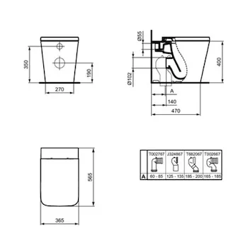 Blend cube wc a terra aquablade® t368801  + bidet t368701  + sedile bianco t392601 codice prod: T368801+T368701+T392601 product photo Foto4 L2