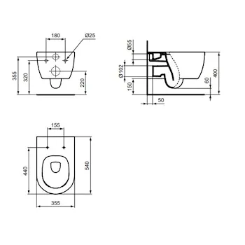 Blend Curve wc aquablade+bidet+sedile sospesi bianco lucido codice prod: T374901+T376101+T375001 product photo Foto4 L2