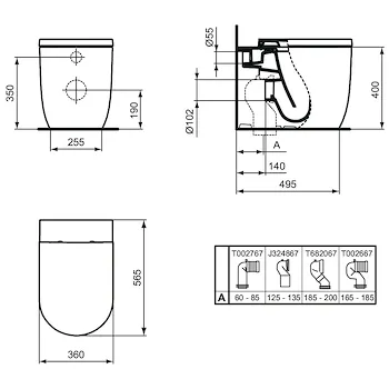 Blend curve wc sospeso quablade® t375101 + bidet t368701 +  sedile t376101 bianco codice prod: T375101+ T375301+T376101 product photo Foto4 L2