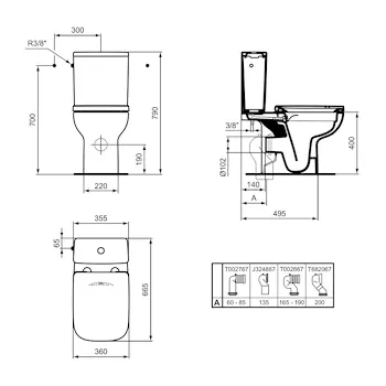 I.Life A wc a terra +sedile avvolgente con chiusura tradizionale + Cassetta codice prod: T453001 T452701 T472301 product photo Foto1 L2