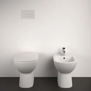 I.Life A wc+bidet+sedile avvolgente rallentato a terra bianco lucido codice prod: T453101 T467201 T467401 product photo Foto1 L2