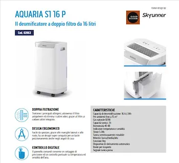 Aquaria S1 deumidificatore a doppio filtro 16 lt codice prod: 02063 product photo Foto1 L2