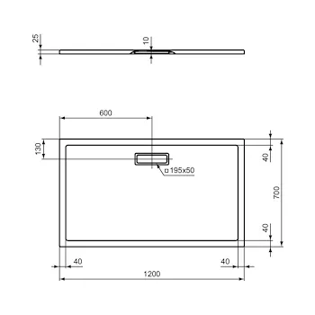 Ultra Flat New piatto doccia acrilico 120x70 bianco codice prod: T447601 product photo Foto2 L2