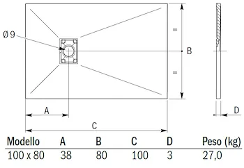 Piatto doccia Mineral 100x80 bianco codice prod: DSV15849BI product photo Foto1 L2