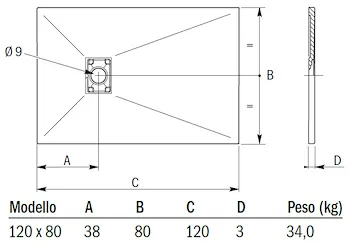 Piatto doccia Mineral 120x80 grigio codice prod: DSV15850GR product photo Foto1 L2