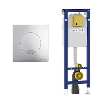 Placca Atena mono cromo lucido+ Cassetta wc sospeso duplo 380 premium codice prod: 4060414351 4060452506 product photo Default L2