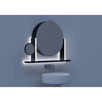 Complemento integrato d'arredo e illuminazione float 900 con specchio ingranditore black codice prod: SPECCHIERA900_BLACK INGR product photo Default L2