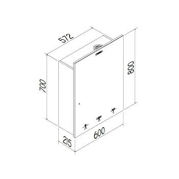 Specchiera multifunzione 60x80 con tre servizi: aria,acqua premix,sapone codice prod: SA06080A1B2C1 product photo Foto1 L2