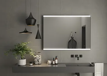 Jeff specchio 110x80 con luci a led bordo sabbiato e cornice in pvc nero opaco codice prod: 000033041400000 product photo Foto2 L2