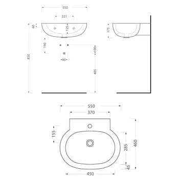 Easy Evo lavabo 55x46 bianco lucido monoforo codice prod: EASLA55E product photo Foto2 L2