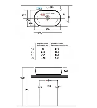 Forty3 lavabo appoggio 60x35 codice prod: FO061BI product photo Foto1 L2