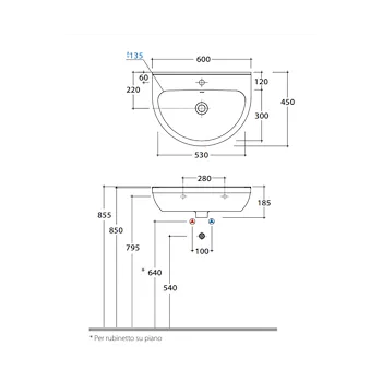 Grace lavabo sospeso/colonna 50x45 bianco lucido monoforo codice prod: GRN50BI product photo Foto2 L2