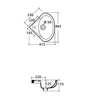 Torano lavabo angolare sospeso 41,5x46,5  bianco lucido monoforo codice prod: VA020BI product photo Foto1 L2
